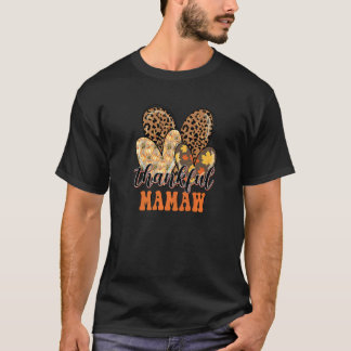 T-shirt Thankful Mamaw Cheetah Heart Mamaw Life Fall Thank