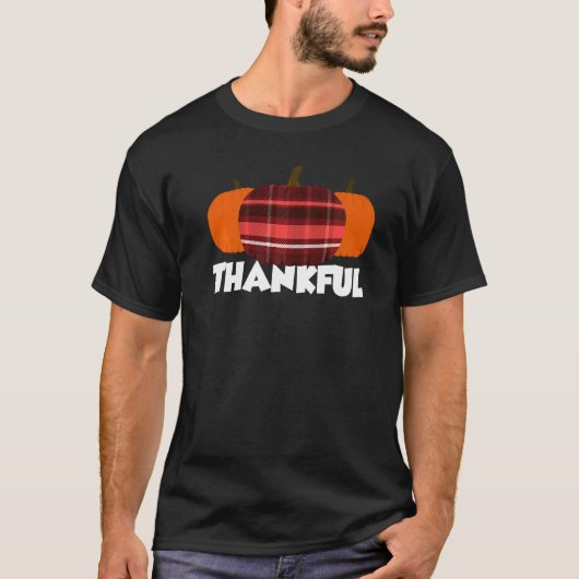 T-shirt Thankful Thanksgiving Pumpkin Flannel (Devant)