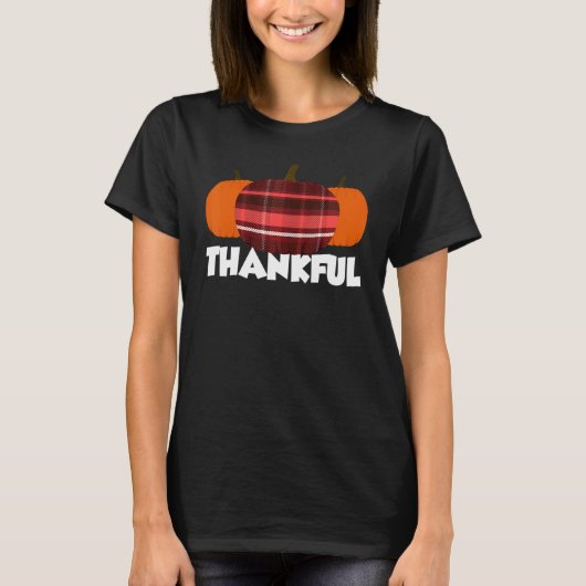 T-shirt Thankful Thanksgiving Pumpkin Flannel (Devant)