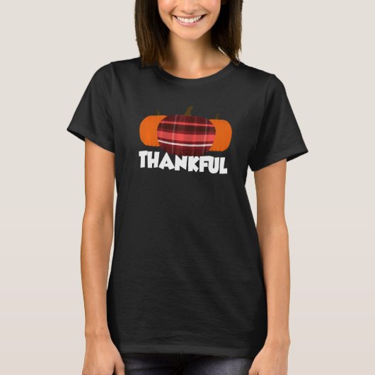 T-shirt Thankful Thanksgiving Pumpkin Flannel   (Devant)