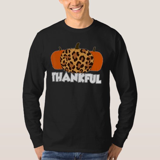 T-shirt Thankfull Thanksgiving Pumpkin Leopard (Devant)