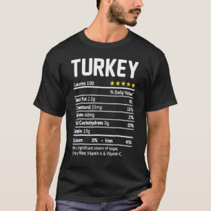 T-shirt Thankgiving Food Turkey Nutrition Fact Turquie Day