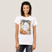 T-shirt Thankgiving noir et blanc Plaid Bow (Devant entier)