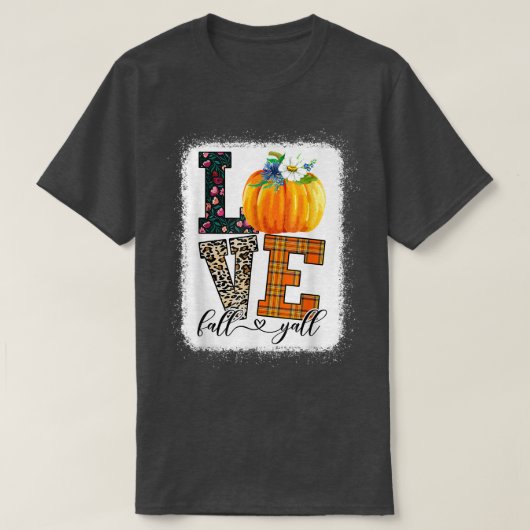 T-shirt Thankgiving Pumpkin Leopard Print Fall Love Fall (Design devant)