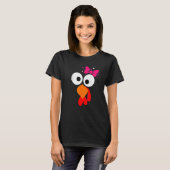 T-shirt Thankgiving Turkey Face Pink Bow (Devant entier)