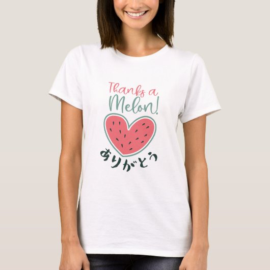 T-shirt Thanks a Melon Kawaii Heart Watermelon Japanese (Devant)