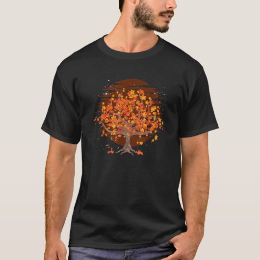 T-shirt Thanksgiving Autumn Leaves Nature Forest Trees Ret (Devant)