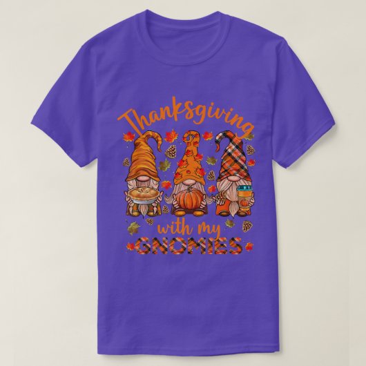 T-shirt Thanksgiving Avec Mes Gnomies Automne Gnomes Fall  (Design devant)