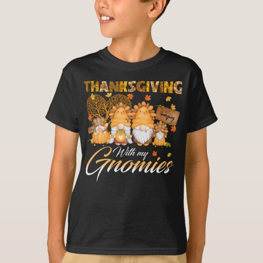 T-shirt Thanksgiving Avec Mes Gnomies Drôle Les Gnomes D'A (Devant)