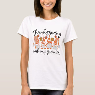T-shirt Thanksgiving Avec Mes Gnomies Tombe Drôle Automne
