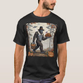 T-shirt Thanksgiving Bigfoot UFO Funny Sasquatch Turkey (Devant)