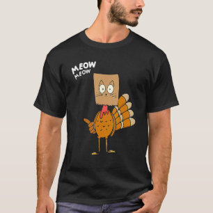 T-shirt Thanksgiving Cat Fake Cat Meow Thanksgiving Turqui