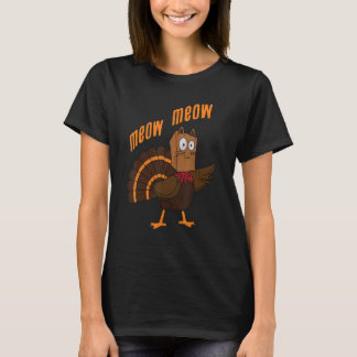 T-shirt Thanksgiving Cat Funny Fake Cat Meow Thanksgiving 