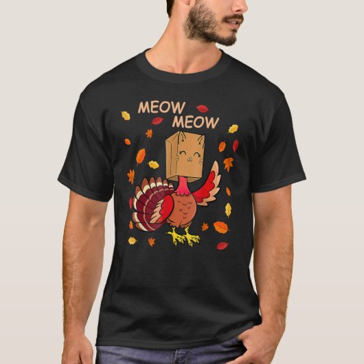 T-shirt Thanksgiving Chat Fake Chat Meow Thanksgiving Turc (Devant)