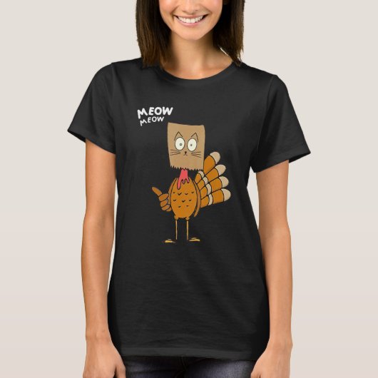 T-shirt Thanksgiving Chat Fake Chat Meow Thanksgiving Turc (Devant)