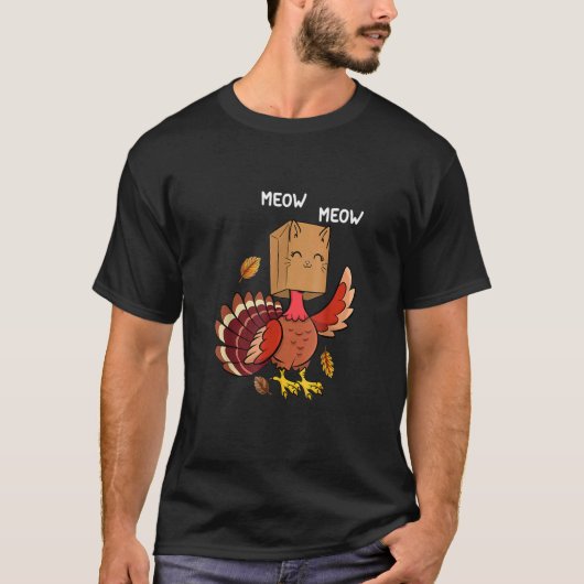 T-shirt Thanksgiving Chat Fake Chat Meow Turquie Thanksgiv (Devant)