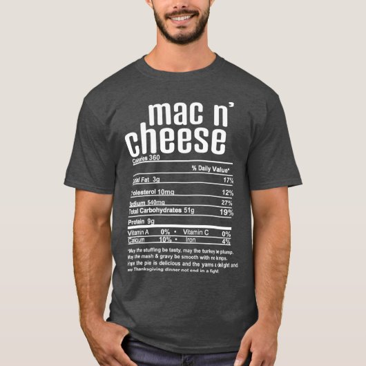 T-shirt Thanksgiving Christmas Mac N Cheese Nutritional (Devant)