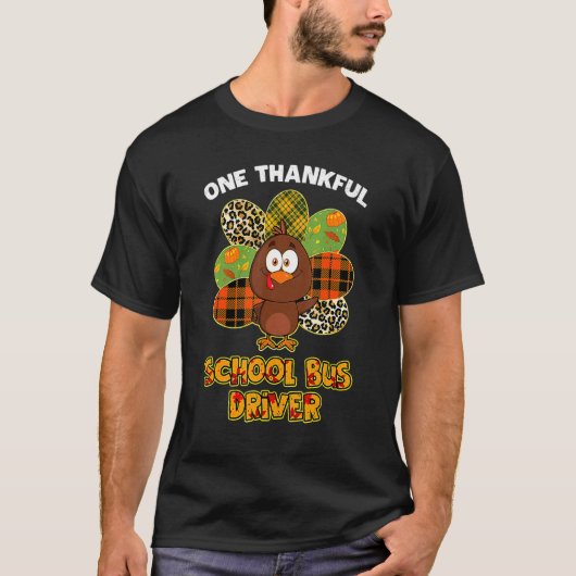T-shirt Thanksgiving Day One Thanksgiving School Bus Drive (Devant)