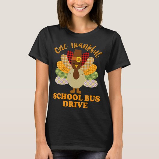 T-shirt Thanksgiving Day One Thanksgiving School Bus Drive (Devant)