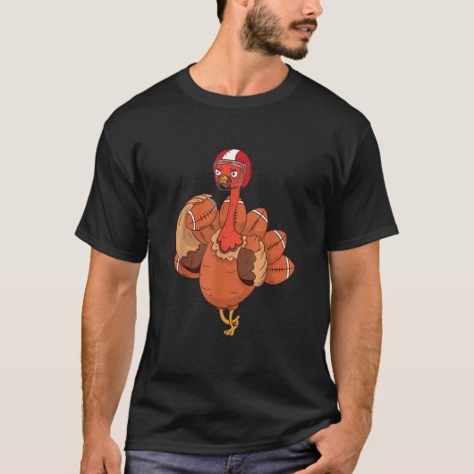 T-shirt Thanksgiving Football Turkey and Touchdowns Turkey (Devant)