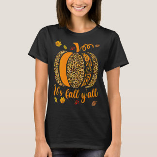 T-shirt Thanksgiving For Women It's Fall Y'all Leopard Pu