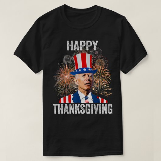 T-shirt Thanksgiving Funny Happy 4 juillet Anti Joe Bide (Design devant)
