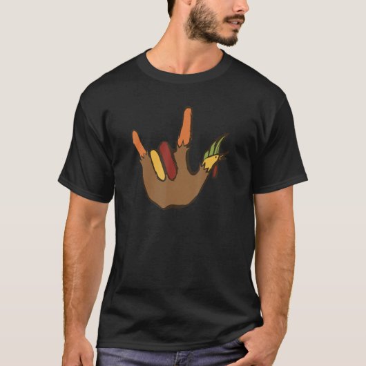 T-shirt Thanksgiving Hand Turkey Rock Hand Symbol (Devant)