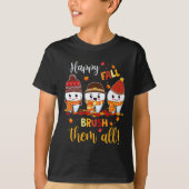 T-shirt Thanksgiving Happy Fall Brush Eux Tous Dental Dent (Devant)