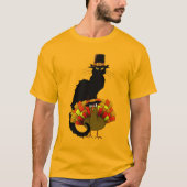 T-shirt Thanksgiving Le Conversation Noir Avec La Turquie (Devant)