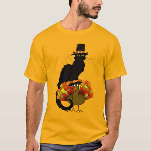 T-shirt Thanksgiving Le Conversation Noir Avec La Turquie (Devant)