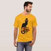 T-shirt Thanksgiving Le Conversation Noir Avec La Turquie (Devant entier)