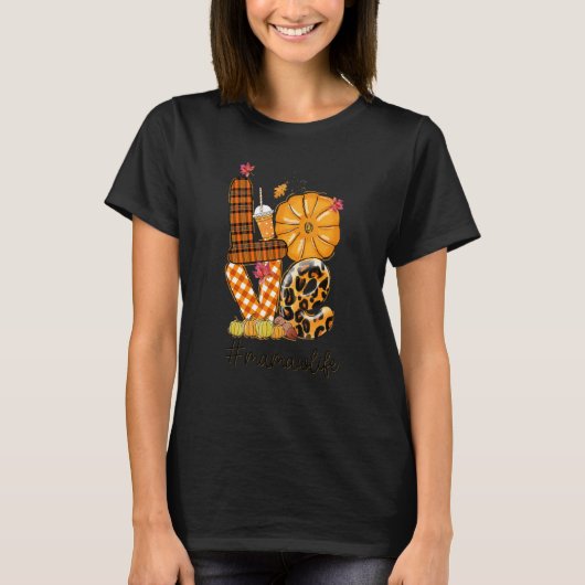 T-shirt Thanksgiving Love Mamaw Life Candy Leopard Fall (Devant)