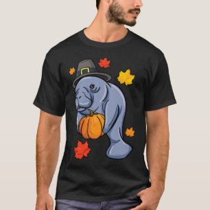 T-shirt Thanksgiving Manatee Pilgrim Fall Citrouille Dugon