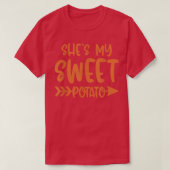 T-shirt Thanksgiving Matching She's My Sweet Potato I Yam (Design devant)