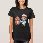 T-shirt Thanksgiving Nurse Heartbeat Turkey Fall Scrub Top (Devant)