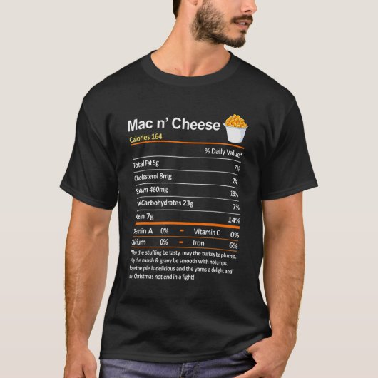 T-shirt Thanksgiving Nutrition Facts  Mac and Cheese Nutri (Devant)