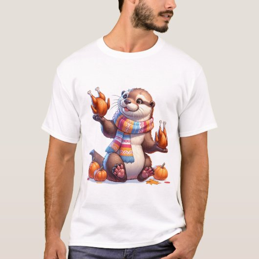 T-shirt Thanksgiving Otter (Devant)