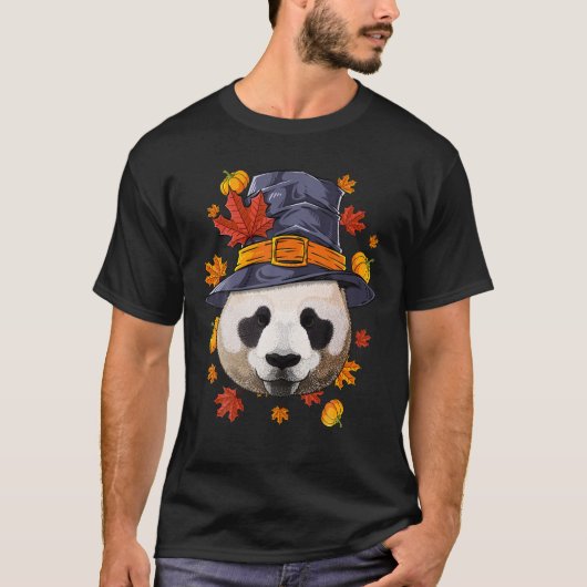 T-shirt Thanksgiving Panda Pilgrim Costume Automne Automne (Devant)