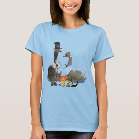 T-shirt Thanksgiving Pilgrim Duck Couple (Devant)