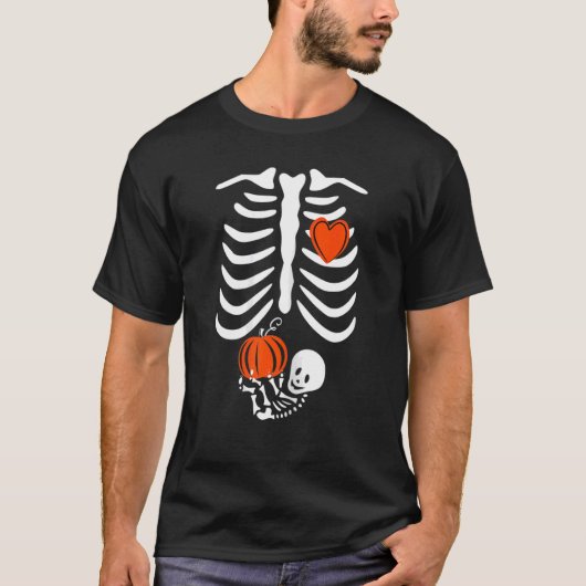 T-shirt Thanksgiving Pregnancy Faire-part Skeleton Baby (Devant)