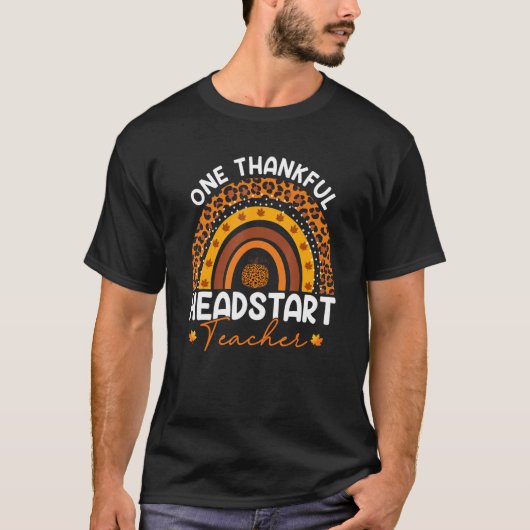 T-shirt Thanksgiving Rainbow Leopard One Thankful Headstar (Devant)