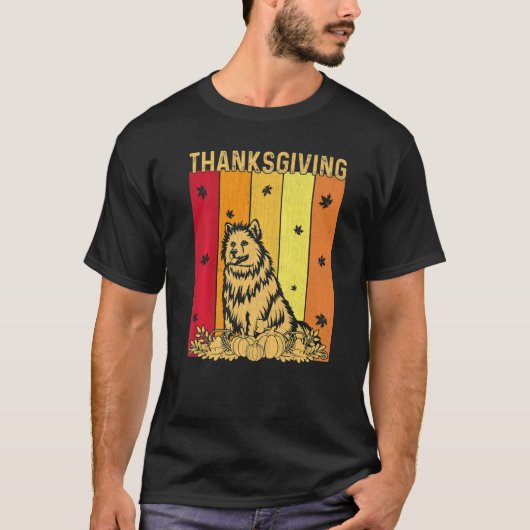 T-shirt Thanksgiving Retro American Eskimo Dog Matching Fa (Devant)