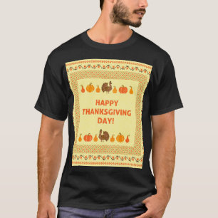 T-shirt Thanksgiving : retro brodée carte design.