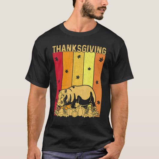 T-shirt Thanksgiving Retro Hippo Correspondant Pajamas de  (Devant)