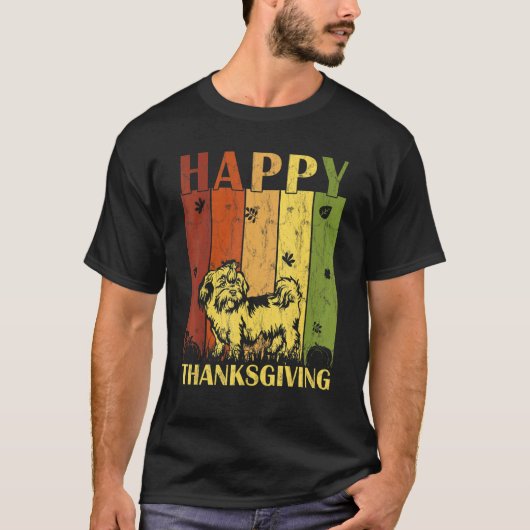 T-shirt Thanksgiving Retro Shih Tzu Chien Thanksgiving Par (Devant)