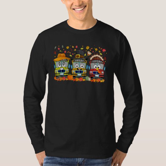 T-shirt Thanksgiving School Bus Driver Autumn Turkey Back (Devant)