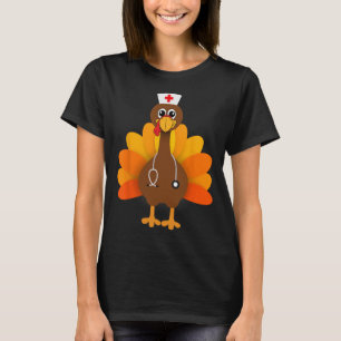 T-shirt Thanksgiving Scrub Tops Femmes Turquie Infirmière