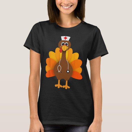 T-shirt Thanksgiving Scrub Tops Femmes Turquie Infirmière  (Devant)