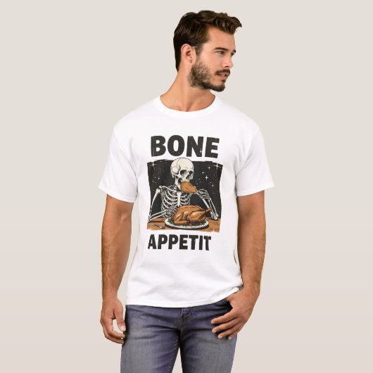 T-shirt Thanksgiving Skeleton Bone Appetit (Devant entier)
