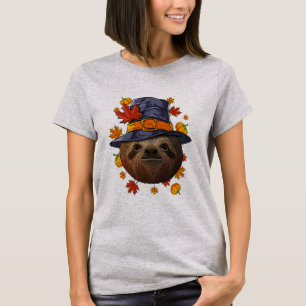 T-shirt Thanksgiving Sloth Pilgrim Costume Automne Automne